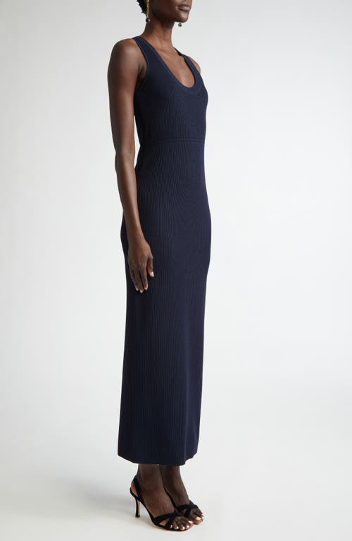 St John St. John Collection Scoop Neck Fine Rib Tank Dress In Midnight