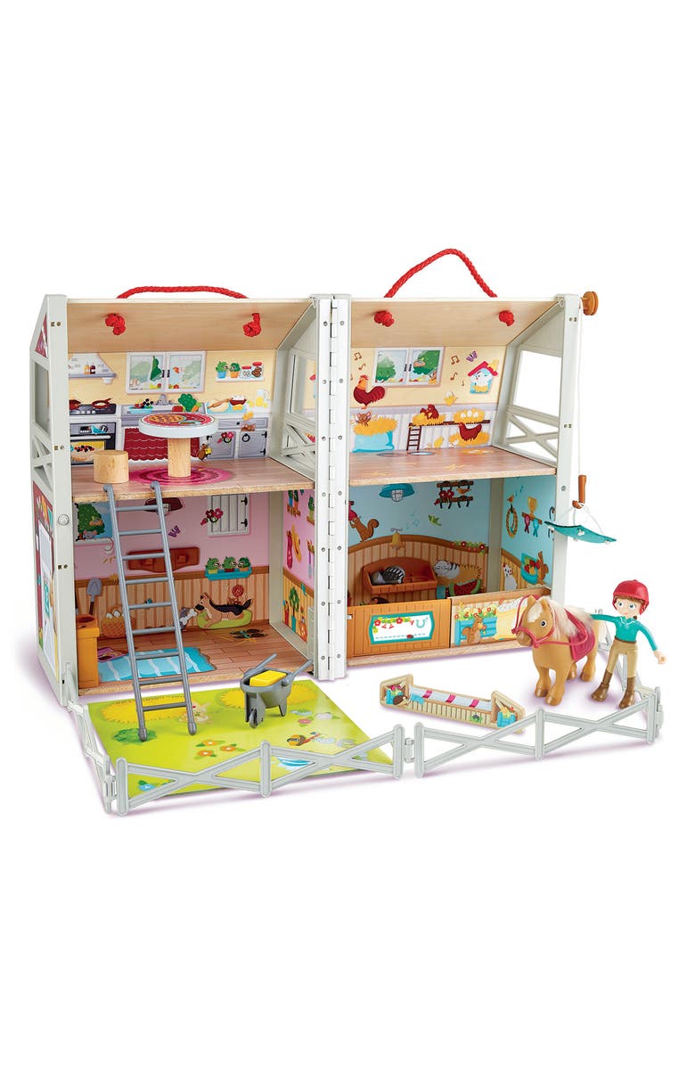 Hape Pony Club Ranch 25-Piece Playset, Main, color,
