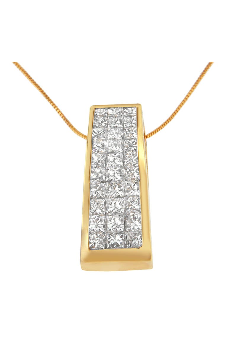 Haus of Brilliance 14K Yellow Gold Princess-Cut Diamond Pillar Pendant Necklace, Alternate, color, Yellow