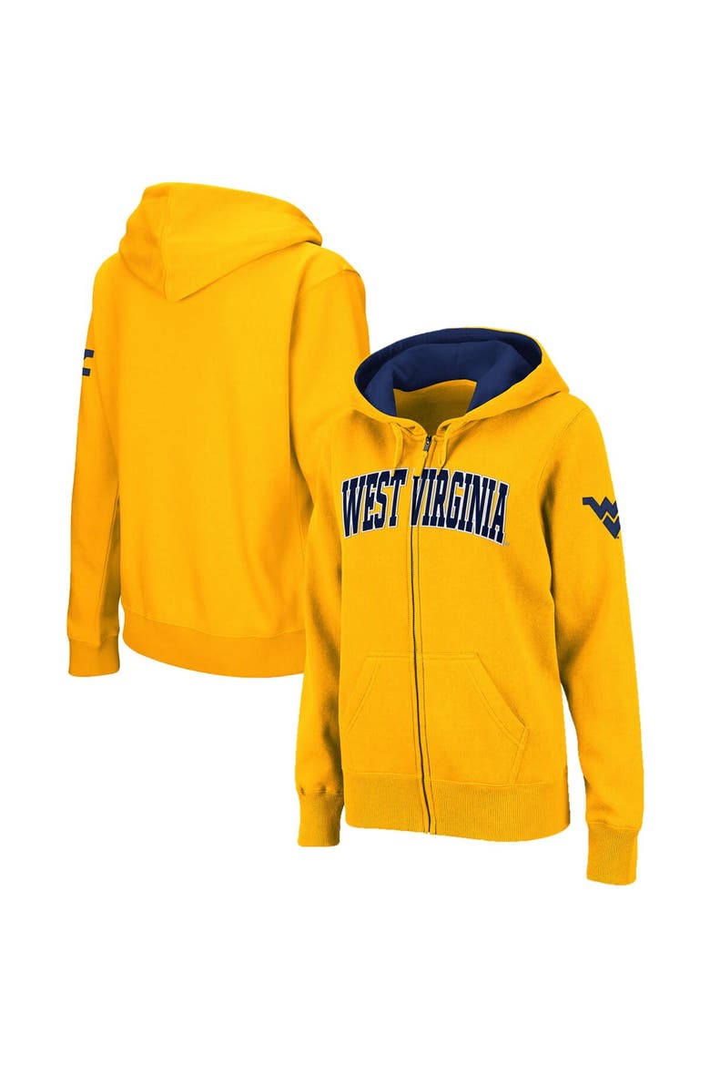 Women's Stadium Athletic Gold West Virginia Mountaineers Arched Name Full-Zip Hoodie, Main, color, Gold