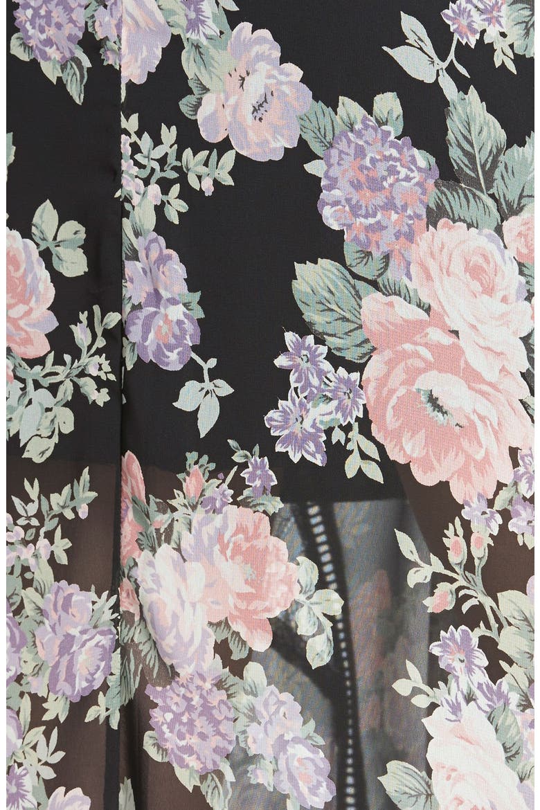 ASTR Lace Inset Floral Maxi Skirt, Alternate, color, BLACK MULTI