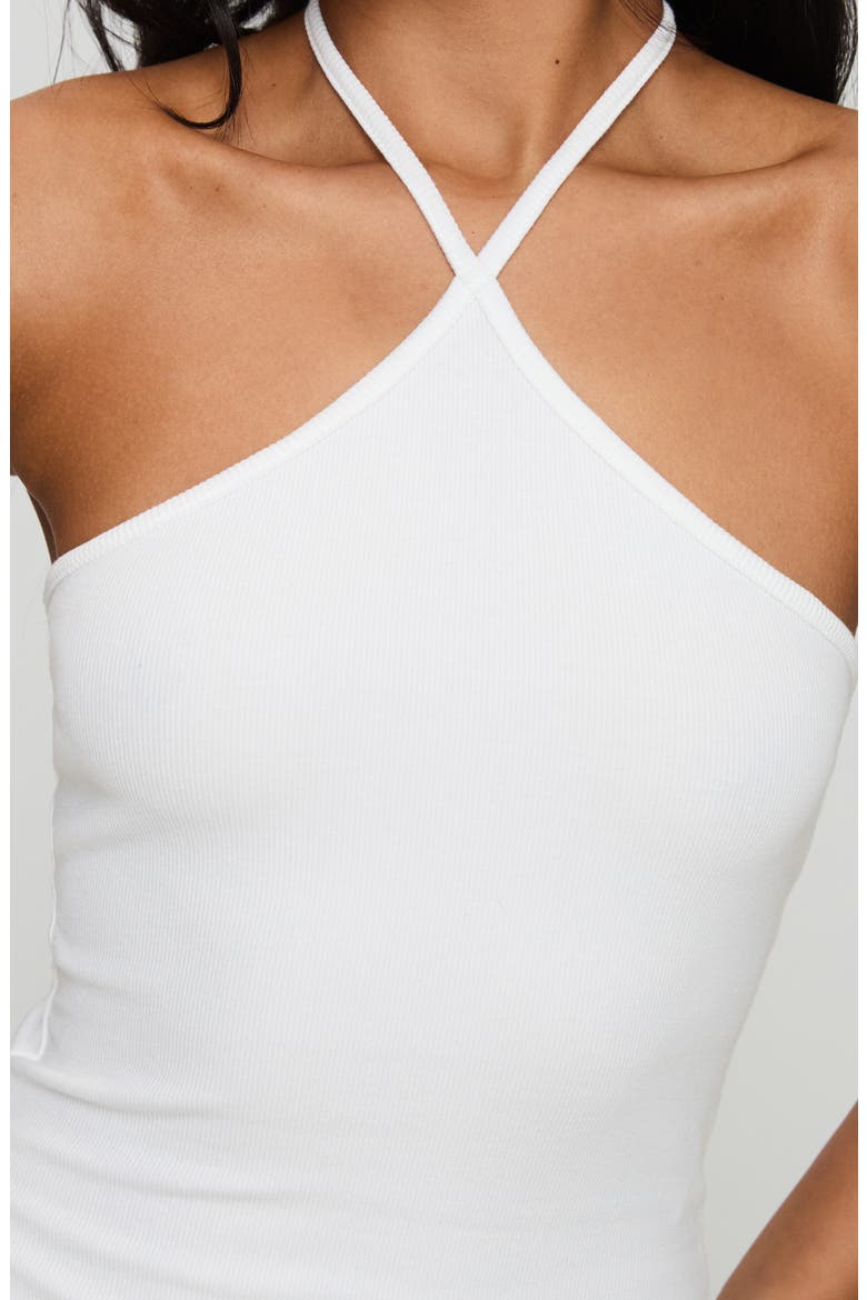 Baseline Rib Stretch Cotton Halter Top, Alternate, color, WHITE