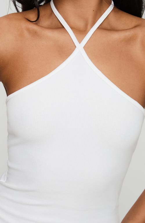 Princess Polly Baseline Rib Stretch Cotton Halter Top In White