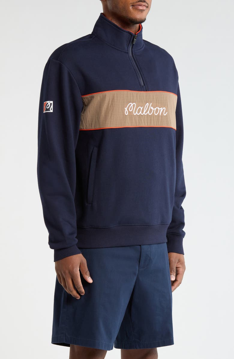 Malbon Golf Torrey Pines Quarter Zip Sweatshirt, Alternate, color, Baritone Blue