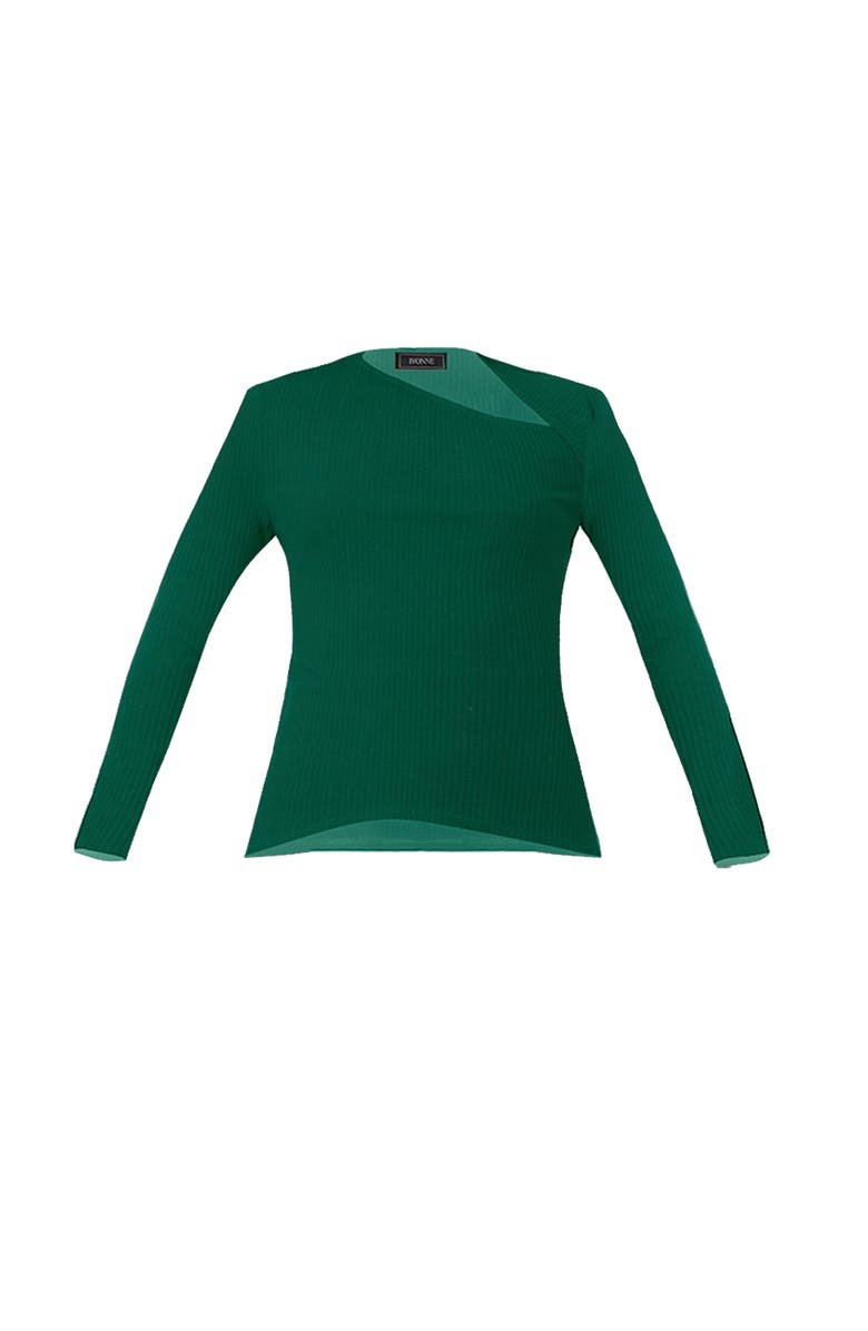 IVONNE Ribbed Knit Top with Asymmetrical Neckline, Alternate, color, Green