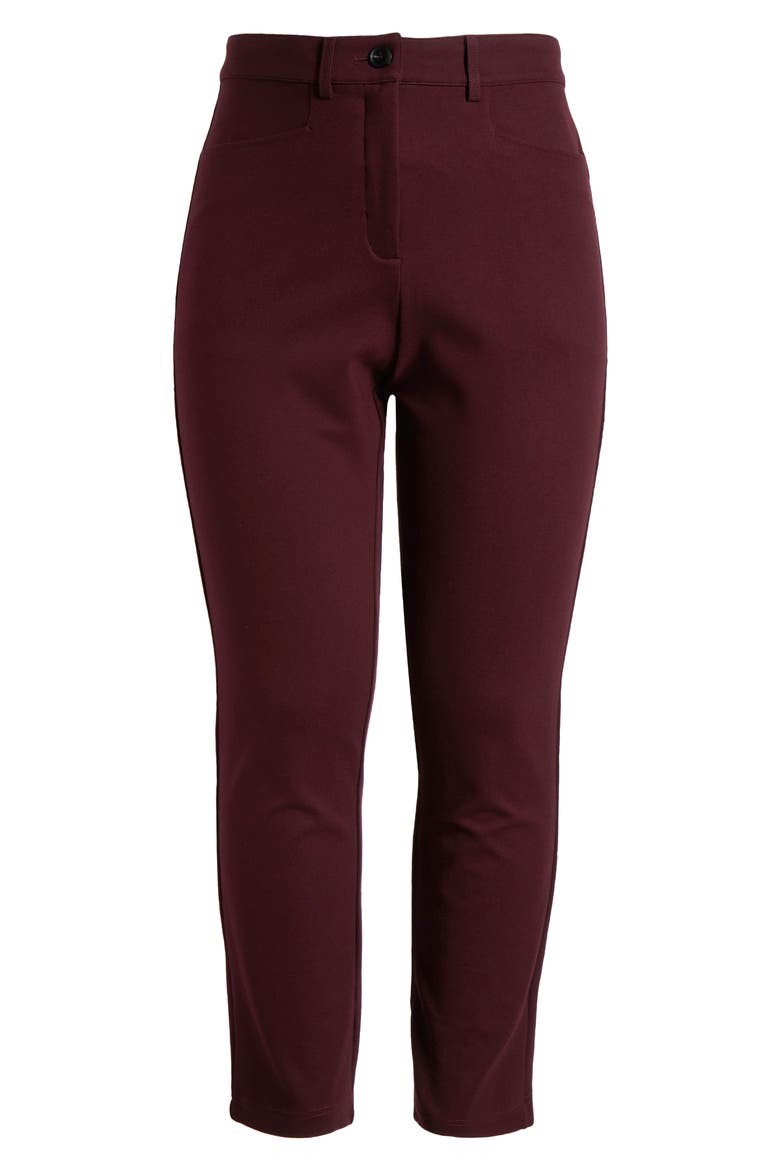 Ponte Cigarette Pants, Alternate, color, BLACK CHERRY