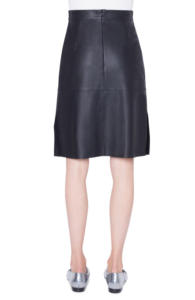 Akris punto Perforated Leather Skirt, Alternate, color,