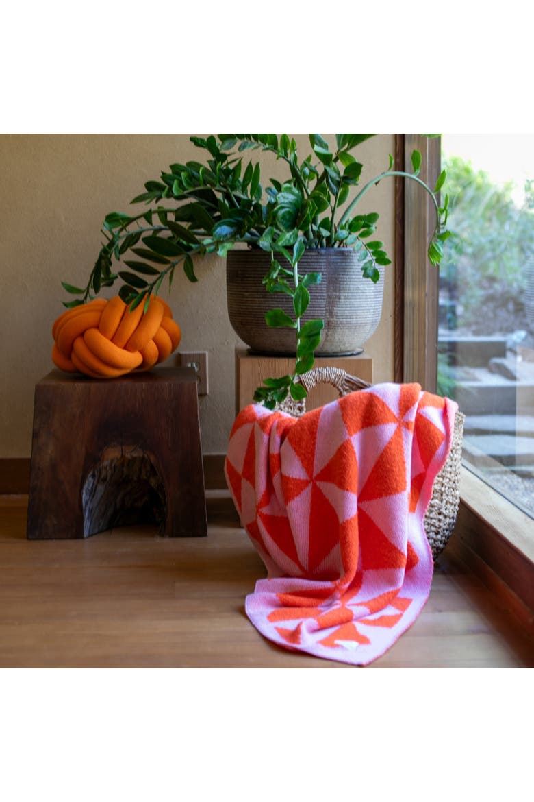 Trikona Organic Cotton Throw Blanket, Alternate, color, Neon orange