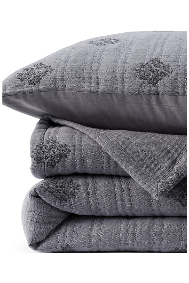 Embroidered Matelasse Bed Coverlet, Main, color, Ultimate Gray Medallion Floral