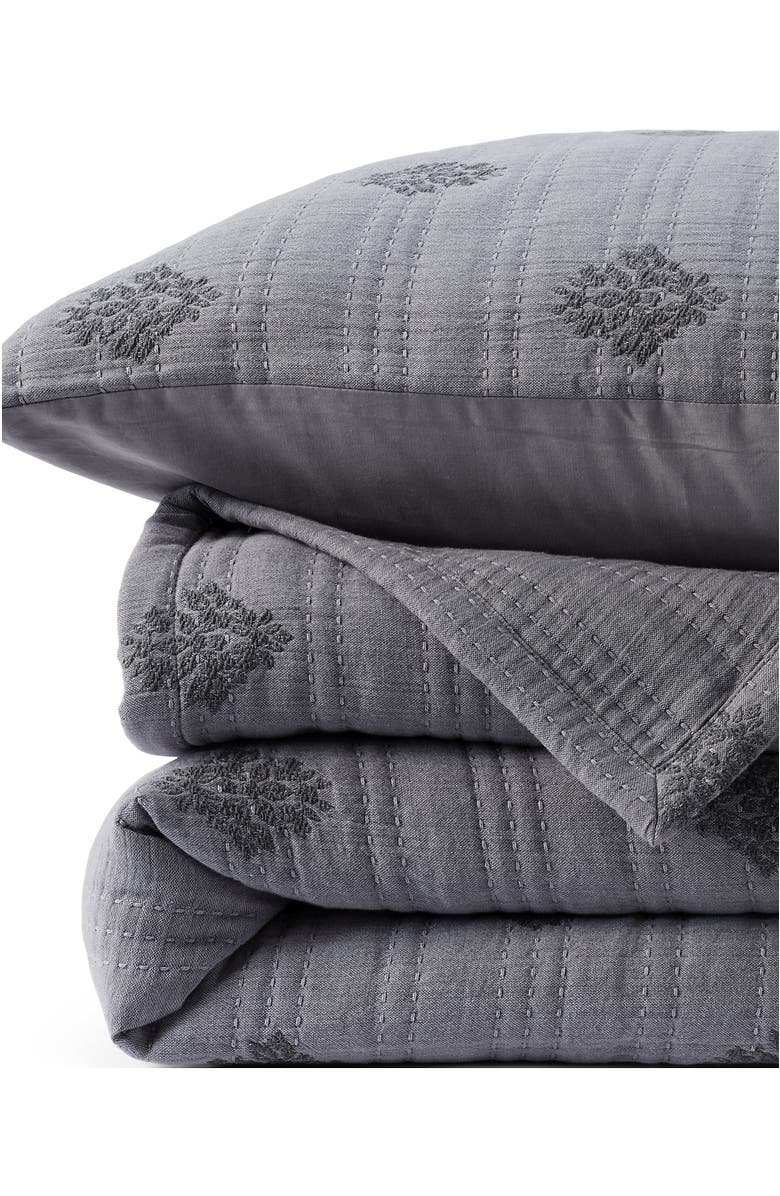 Lands' End Embroidered Matelasse Bed Coverlet, Main, color, Ultimate Gray Medallion Floral