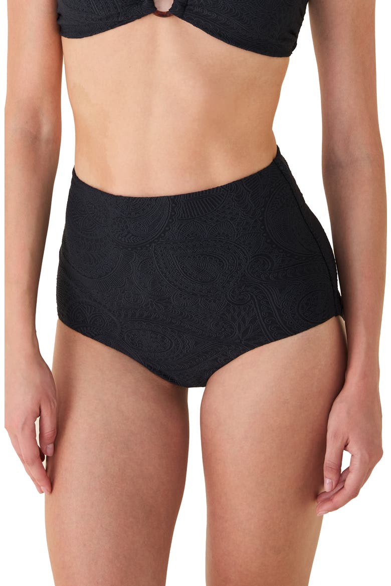 Superhigh Waist Bikini Bottoms, Main, color, BLACK PAISLEY