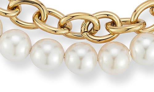 Yield Of Men Faux Pearl & Rolo Chain Layered Bracelet In Gold
