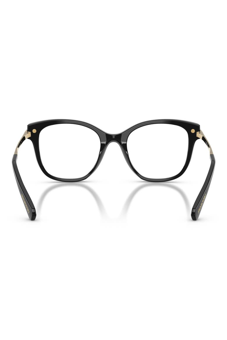 49mm Crystal Embellished Square Optical Glasses, Alternate, color, BLACK/ DEMO LENS