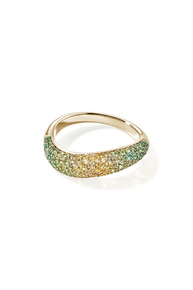 Artisan Series 18k Gold Treated Sapphire & Emerald Band Ring, Main, color, GOLD