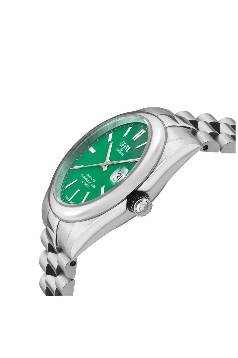 Automatic West Village Light Blue Aqua Dial Stainless Steel Bracelet Watch, 40mm, Alternate, color, GREEN