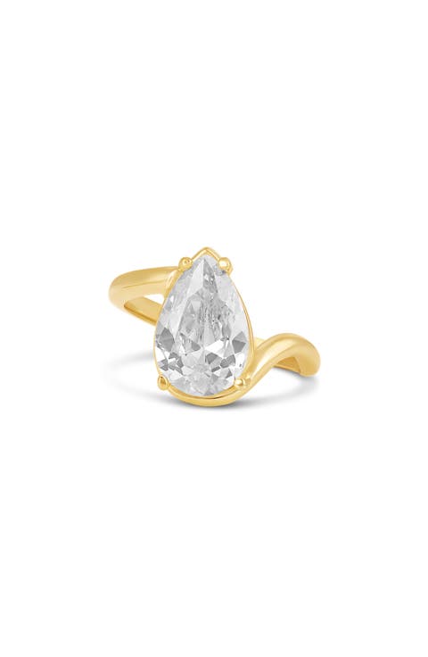 Floating Pear Cubic Zirconia Cocktail Ring