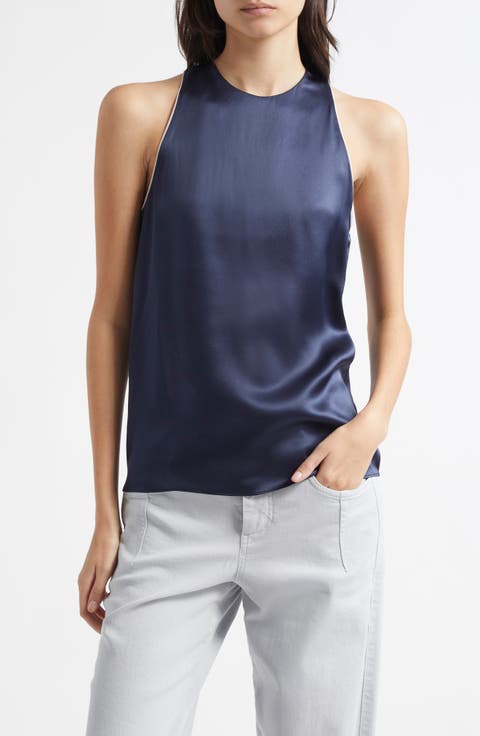 Sleeveless Silk Charmeuse Top
