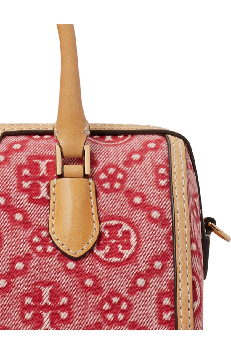 Tory Burch Petite T Monogram Jacquard Barrel Bag, Alternate, color, Brilliant Red
