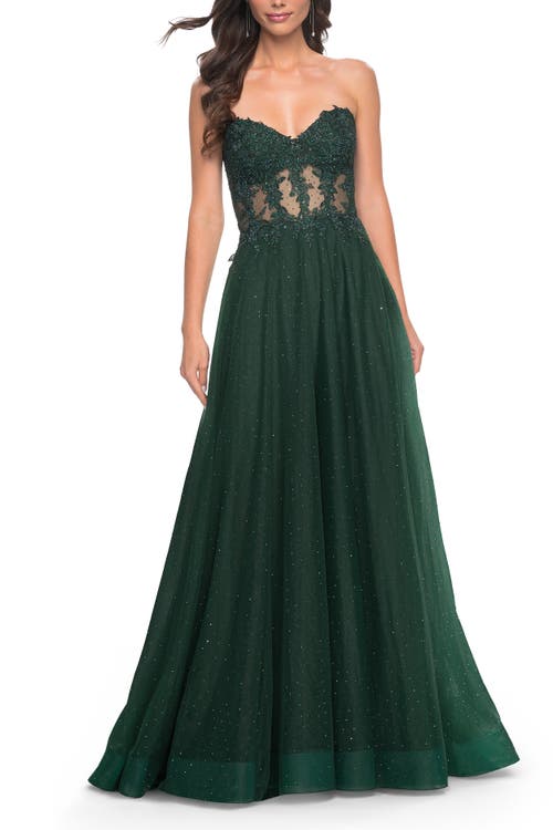 La Femme A-line Tulle Ballgown With Lace Illusion Bodice