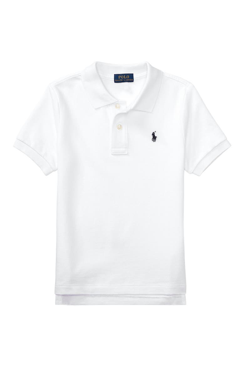 Kids' Solid Cotton Piqué Knit Polo, Main, color, WHITE