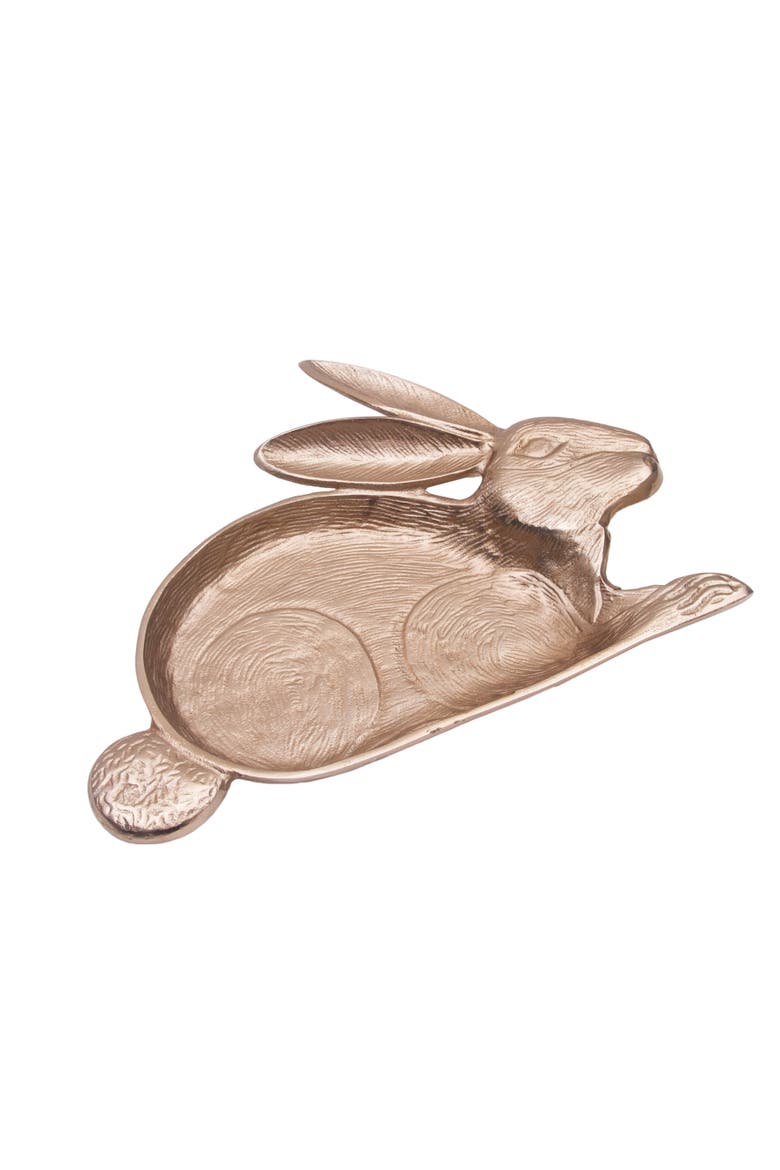 Easter Bunny Rabbit Gold Metal Serving Platter 10" x 13", Main, color, Gold