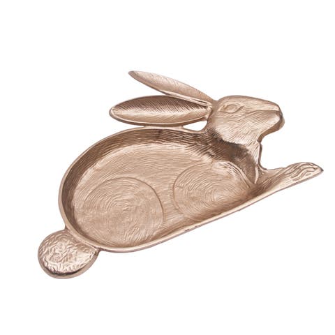 Easter Bunny Rabbit Gold Metal Serving Platter 10" x 13"