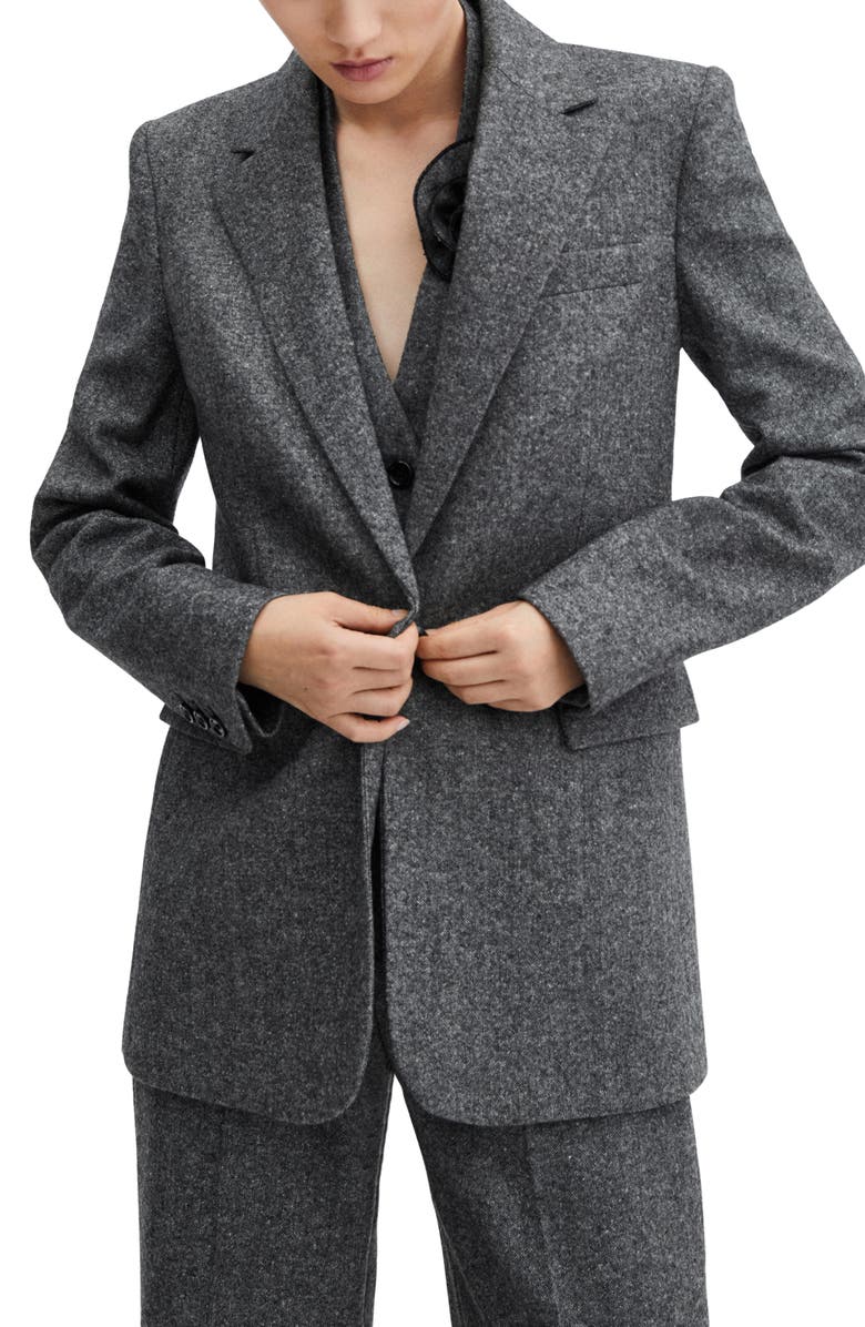 MANGO Wool Blend Suit Blazer, Main, color,