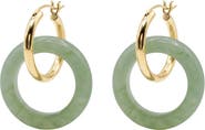 seree Amelie skinny Green jade stone hoop earrings