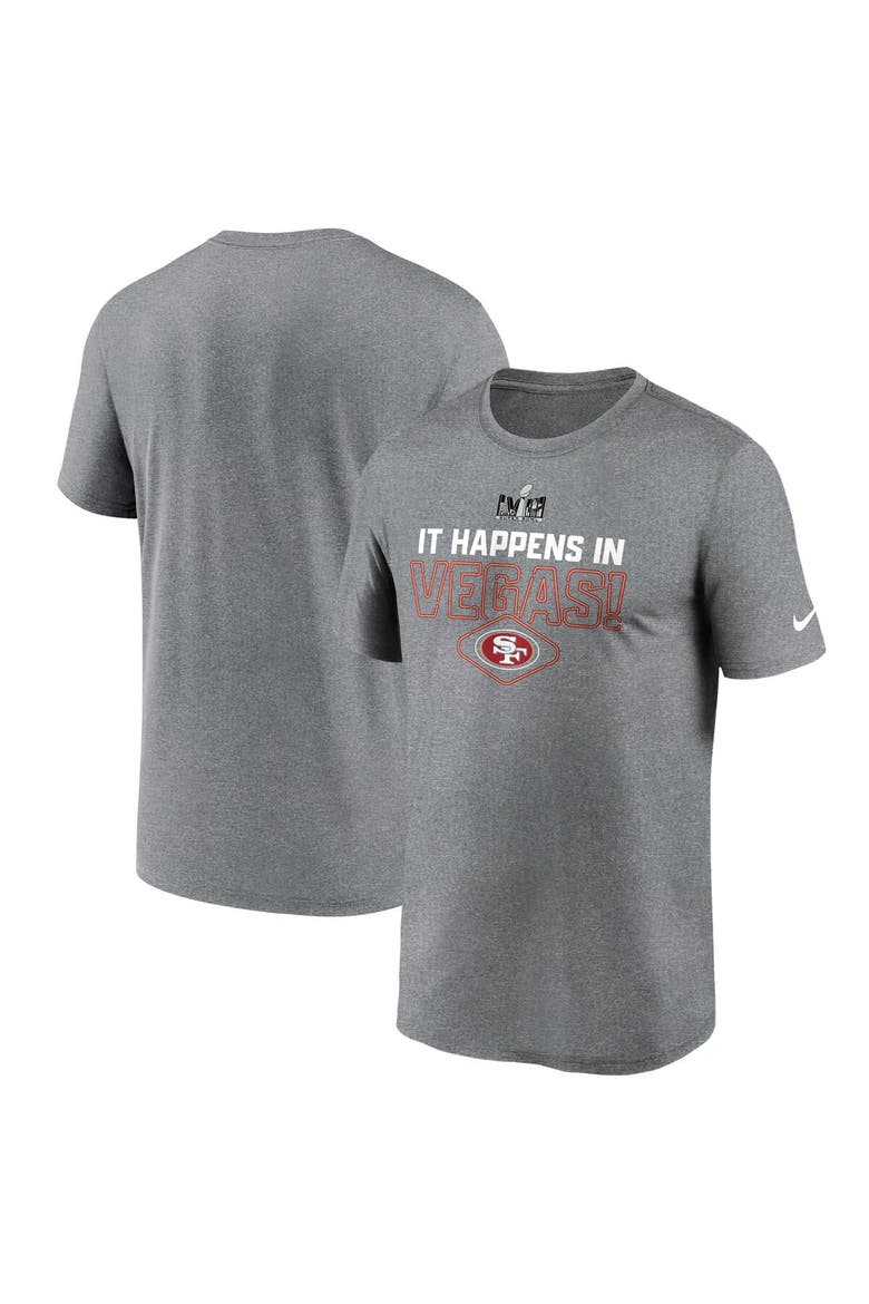 Men's Nike Heather Gray San Francisco 49ers Super Bowl LVIII Logo Lockup T-Shirt, Main, color, Heather Gray