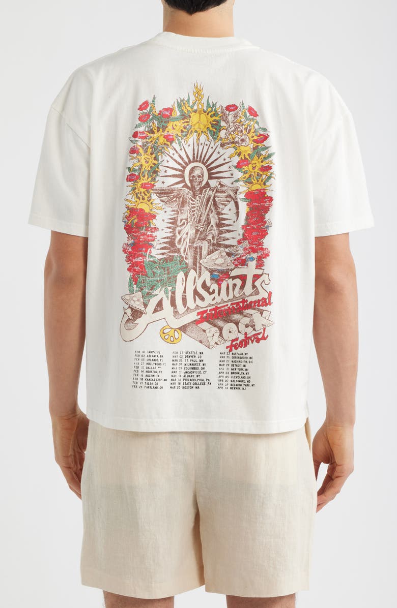 AllSaints Roque International Rock Festival Cotton Graphic T-Shirt, Alternate, color, Chalk White