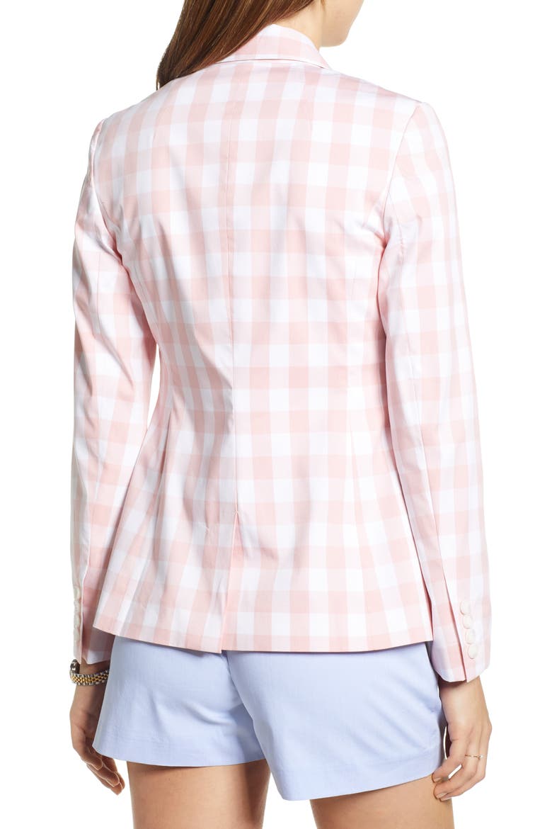Print Poplin Blazer, Alternate, color, PINK- WHITE LARGE GINGHAM