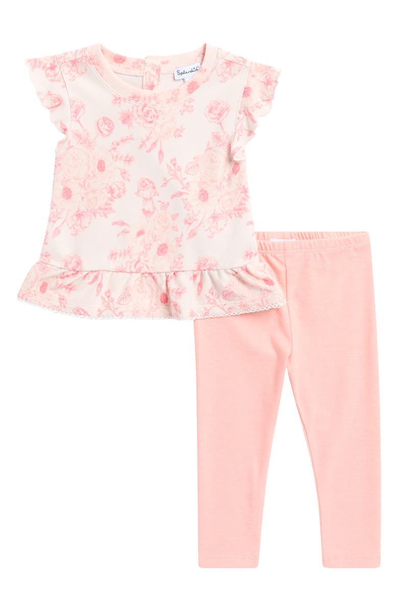 Splendid Cameo Blooms Print Top & Leggings Set, Main, color, Shell