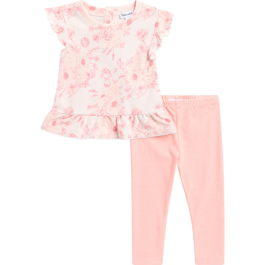 Splendid Cameo Blooms Print Top & Leggings Set In Shell
