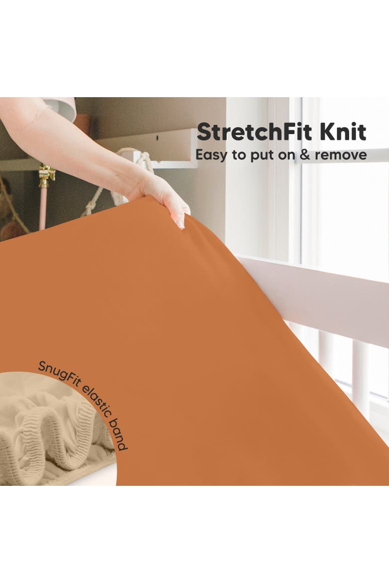 Isla Fitted Crib Sheets, Alternate, color, Rust