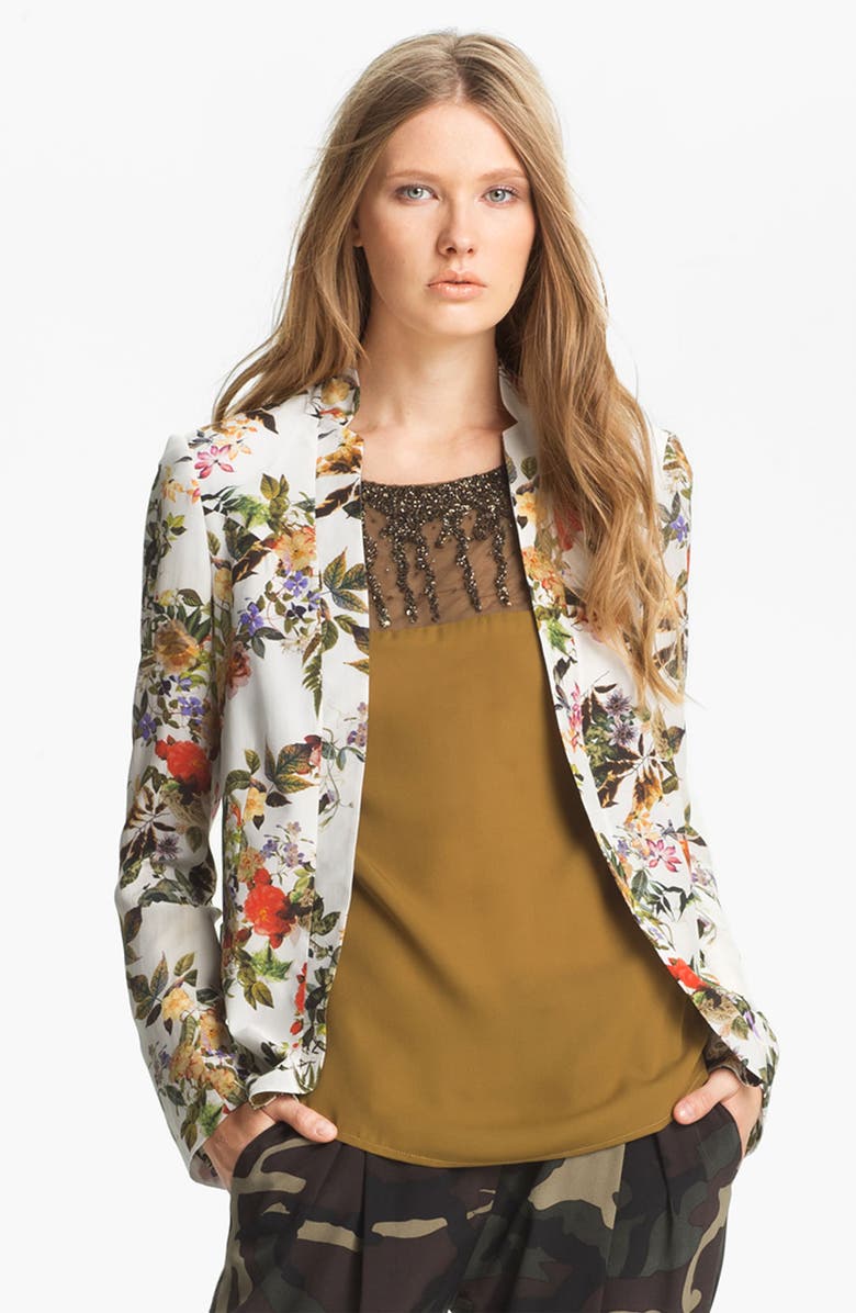 Haute Hippie Floral Print Silk Blazer, Main, color, 