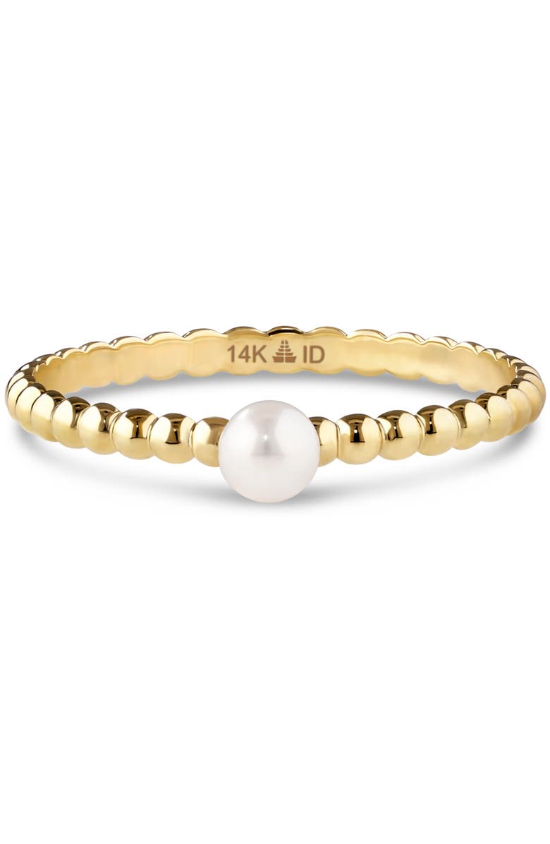 DEVATA Freshwater Pearl Beaded Ball Ring in 14K Gold, 3mm, Main, color, Yellow Gold