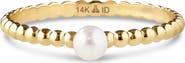 DEVATA Freshwater Pearl Beaded Ball Ring in 14K Gold, 3mm