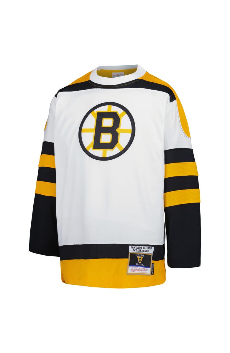 Mitchell & Ness Youth Mitchell & Ness Willie O'Ree White Boston Bruins 1958 Blue Line Player Jersey, Alternate, color,