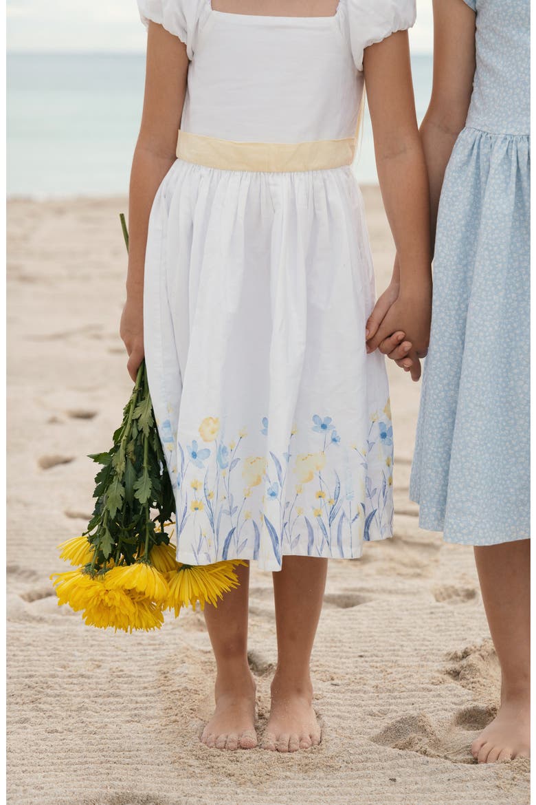 Kids' Organic Puff Sleeve Sateen Party Dress, Alternate, color, Sunlit Border Floral