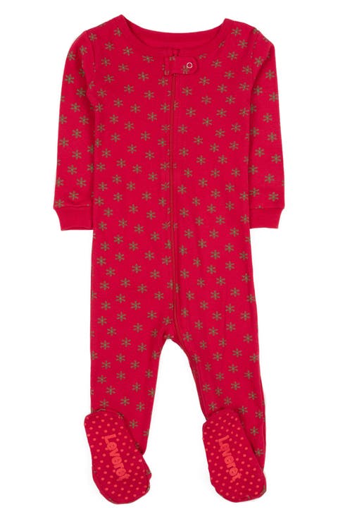 LEVERET Snowflake Footed Pajamas