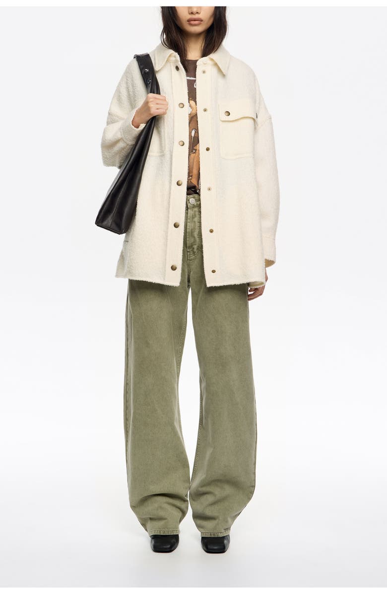 Bimba y Lola Oversize Off- Wool Overshirt, Alternate, color, Off White