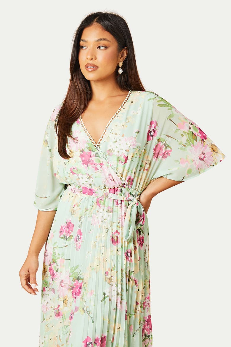Petite Occasion Pleated Midi Dress, Alternate, color, Sage