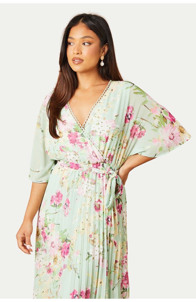 Oasis Petite Occasion Pleated Midi Dress, Alternate, color, Sage