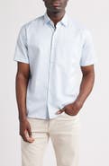 Peter Millar Hudson Microprint Short Sleeve Cotton Button-Up Shirt