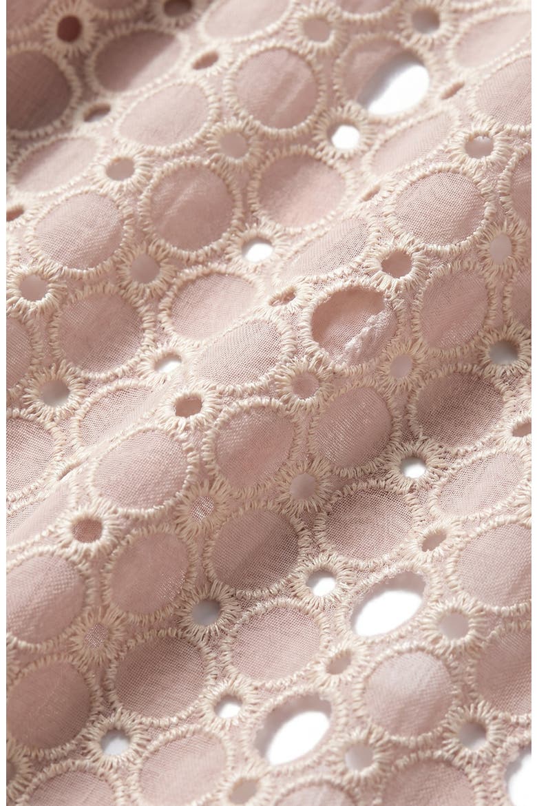 Polka Dot Embroidered Lace V-Neck Tie Waist Dress, Alternate, color, Beige