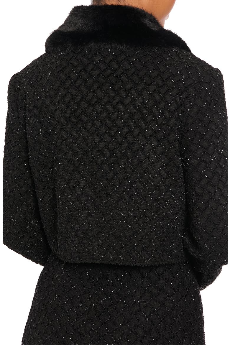 Metallic Faux Fur Collar Jacket, Alternate, color, BLACK/ BLACK