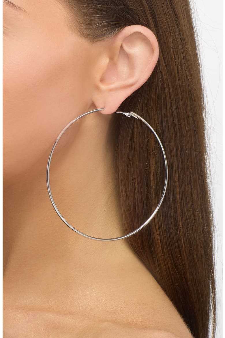 Large Hoop Earrings, Alternate, color, SILVER