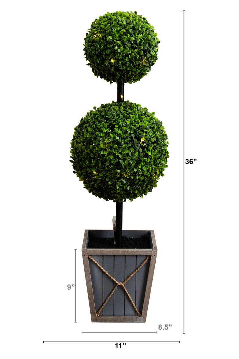 Triangular Boxwood NEARLY NATURAL 3-Feet UV Resistant Artificial Double Ball Boxwood ...