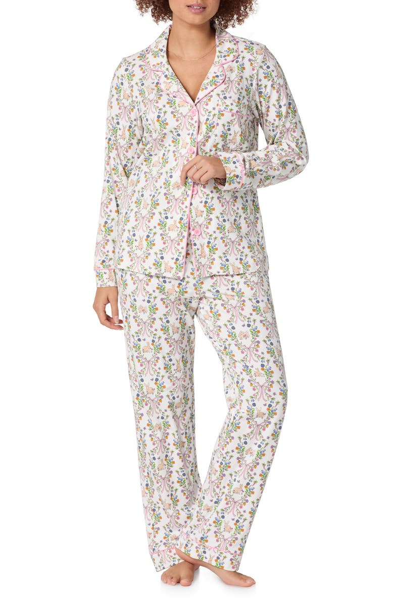 BedHead Pajamas Stretch Cotton Jersey Pajamas, Main, color, Bunny Blooms