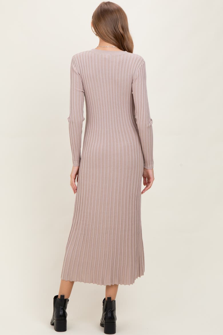 Ribbed Long Sleeve Sweater Midi Dress, Alternate, color, Beige
